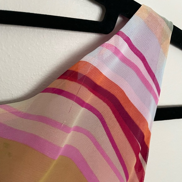 Y2K BCBG Maxazria Stripe Asymmetrical Cowl Neck Dress EUC - Picture 6 of 11